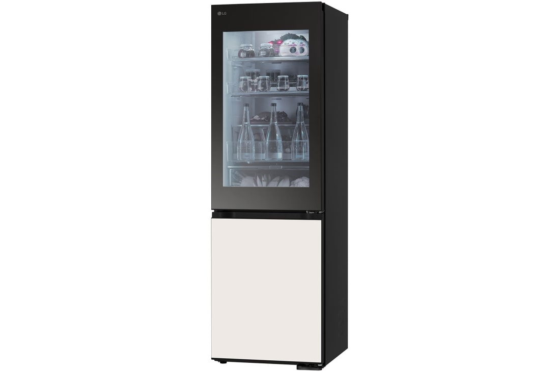 LG 349L Bottom Freezer Refrigerator, Beige glass, InstaView™, LinearCooling™, right side view of bottom freezer refrigerator., GR-V479QGKW, thumbnail 14