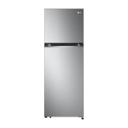 LG 243L Top Freezer Refrigerator in Platinum Silver, Smart Inverter, Humidity Control, front view, GR-B355PLMB, thumbnail 1