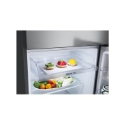 LG 243L Top Freezer Refrigerator in Platinum Silver, Smart Inverter, Humidity Control, with food, GR-B355PLMB, thumbnail 5