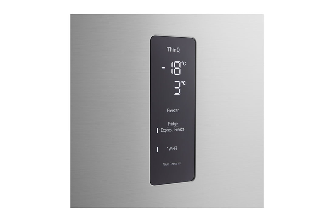 LG 612L Top Freezer Fridge with Smart Inverter Compressor, DoorCooling⁺™, LinearCooling™ and LG ThinQ, Silver, Detailed close-up of handle, LTB852PFBQ, thumbnail 5