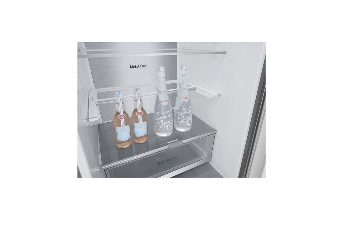 LG 344L NatureFRESH™ Fridge with LinearCooling™, DoorCooling+™, Smart Inverter Compressor™, Metal Fresh™ in Prime Silver, folding shelf1, GR-B459FMFW, thumbnail 9