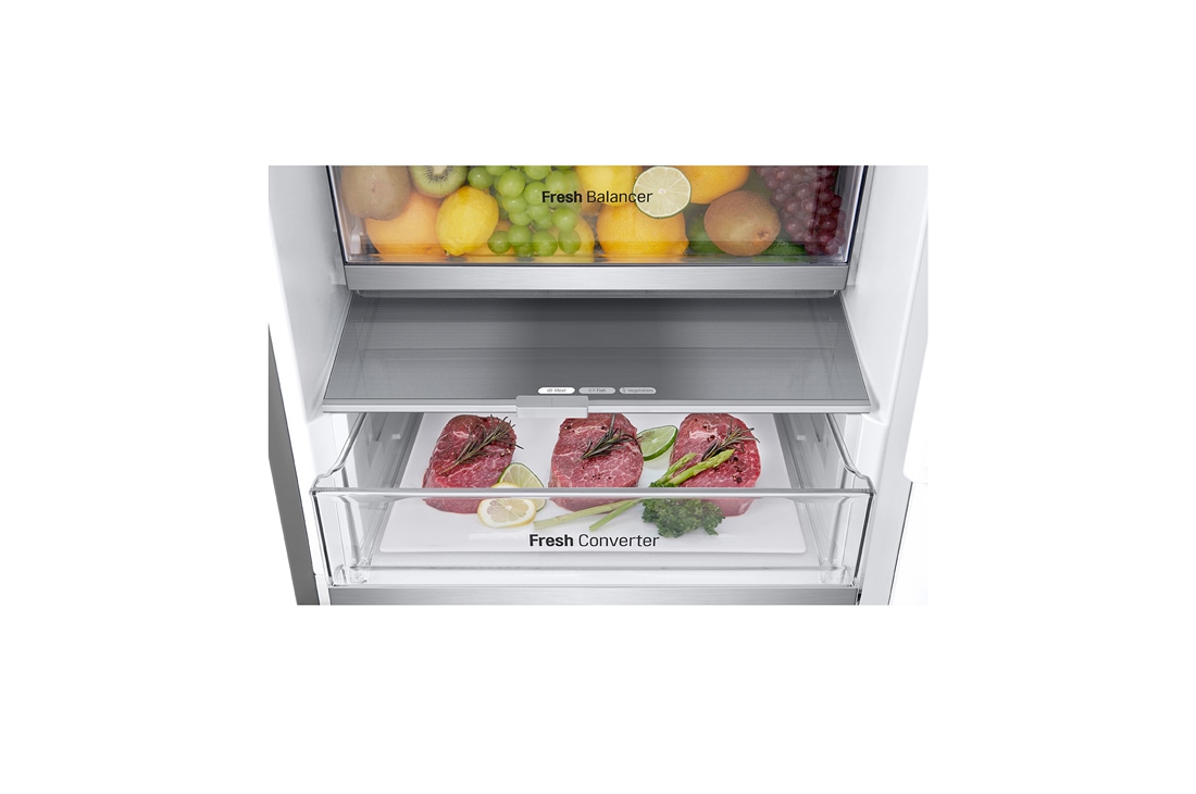 LG 344L NatureFRESH™ Fridge with LinearCooling™, DoorCooling+™, Smart Inverter Compressor™, Metal Fresh™ in Prime Silver, bottom drawer, GR-B459FMFW, thumbnail 13