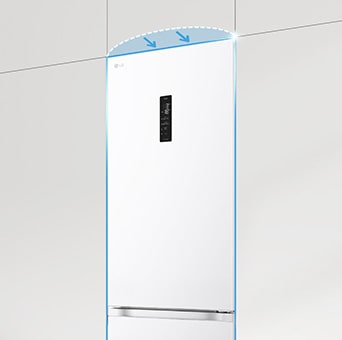 Flat door refrigerator integrated into kitchen cabinets, completing the sealess look.