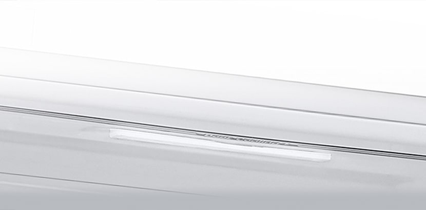 Close-up of soft LED lighting, effectively distributing light throughout the refrigerator and making it easy on the eyes.	
