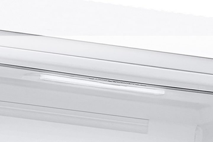 Close-up of soft LED lighting, effectively distributing light throughout the refrigerator and making it easy on the eyes.	