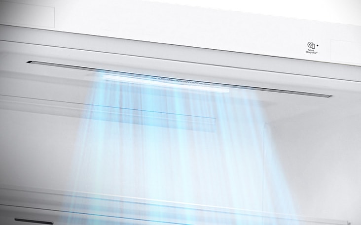 Close-up of air vents located at the front of the refrigerator, ensuring efficient and even cooling.
