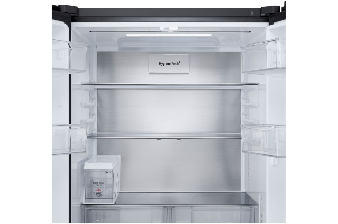 LG 619L Multi-door Refrigerator with LinearCooling™, DoorCooling+™, and FRESHConverter+™ in Black Glass, detailed view of the refrigerator compartment top, GR-B30FFGPB, thumbnail 8