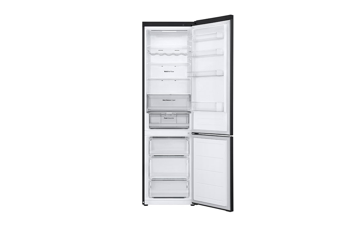 LG 387L NatureFRESH™ Refrigerator with Smart Inverter Compressor™, Essence Matte Black, Door open without food , GR-B509FQFW, thumbnail 3