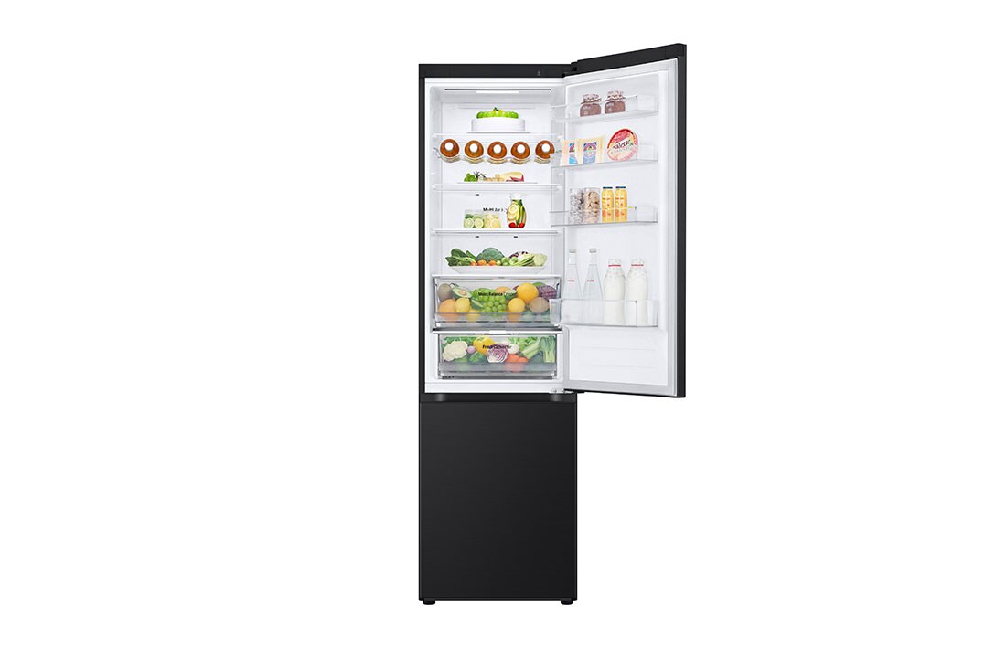 LG 387L NatureFRESH™ Refrigerator with Smart Inverter Compressor™, Essence Matte Black, Top door open view, GR-B509FQFW, thumbnail 4