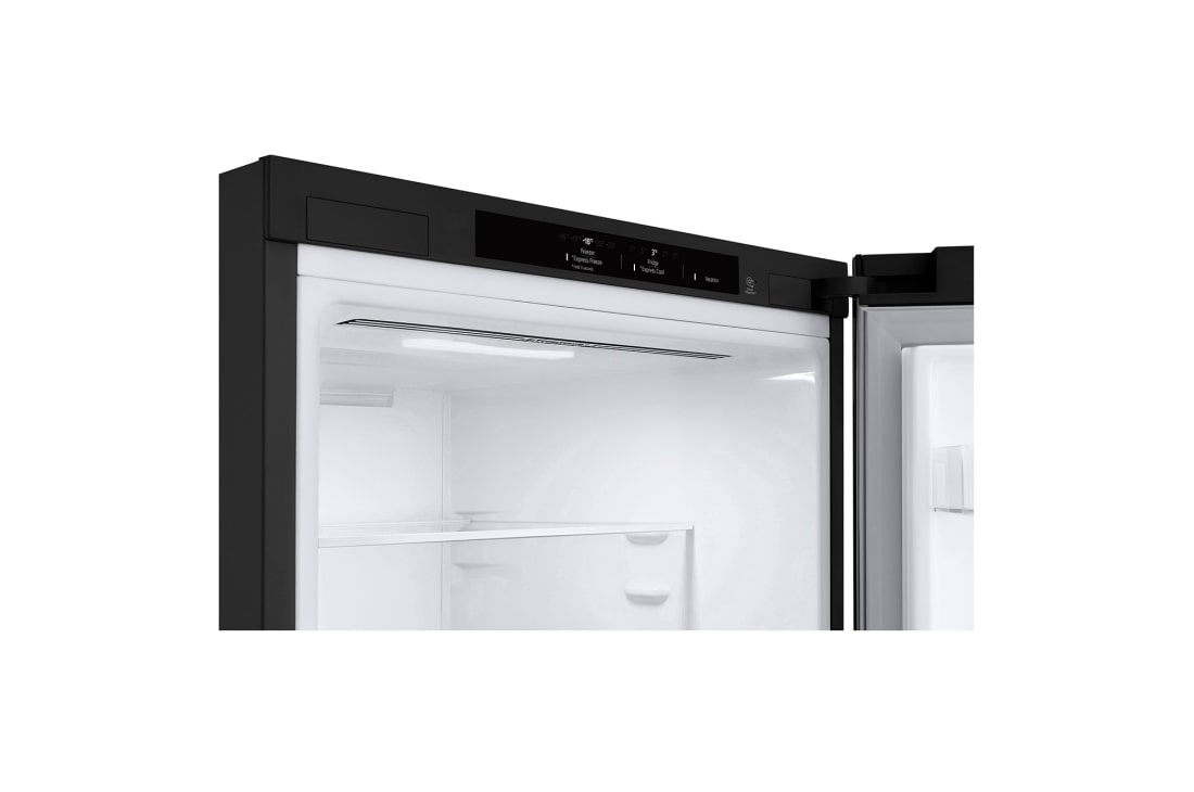 LG 387L NatureFRESH™ Fridge with LinearCooling™, DoorCooling+™, Smart Inverter Compressor™, Metal Fresh™ in Essence Matte Black, door view, GR-B509FQFW, thumbnail 9