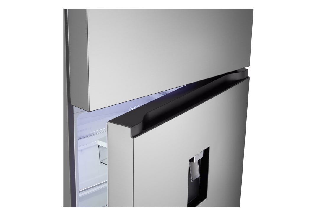 LG 609L Top Freezer Fridge with Smart Inverter Compressor, DoorCooling⁺™, LinearCooling™ and LG ThinQ, Silver, Detailed close-up of handle, LTB842PFBQ, thumbnail 5