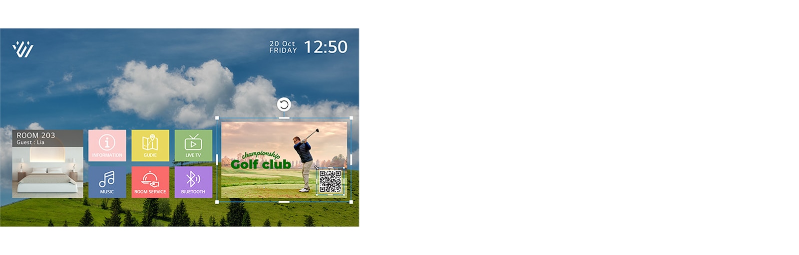 Advertisements can be strategically showcased on TV screens through methods such as banner ad broadcasting and QR code exposure, facilitated by the solution.