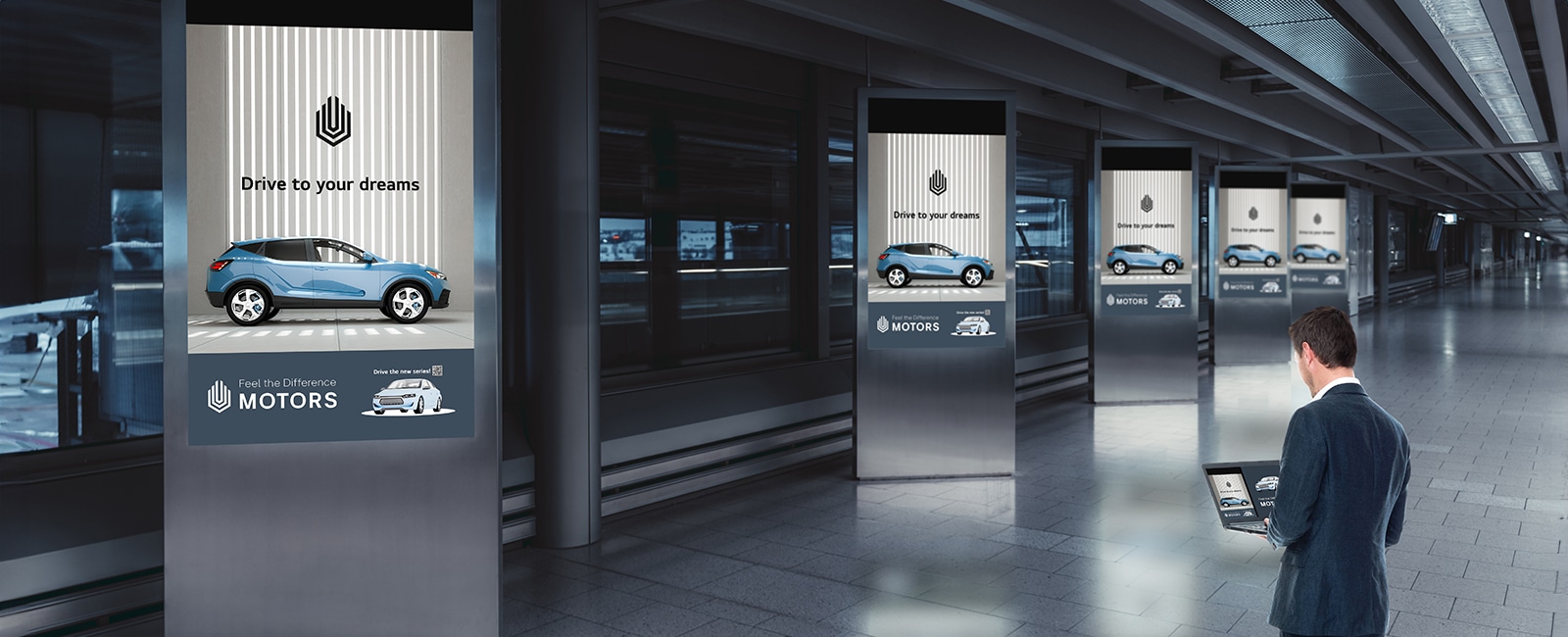 This image portrays an administrator managing high brightness displays through a PC.