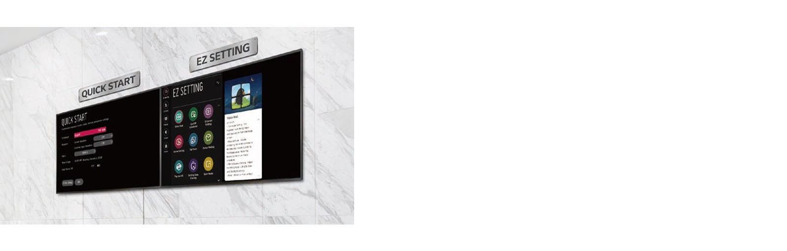 This image presents the settings screens of webOS TVs.