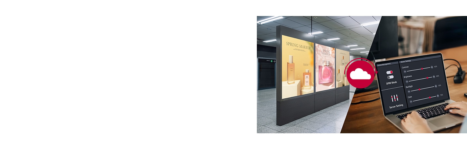 This image shows a display being controlled and managed remotely via a PC.