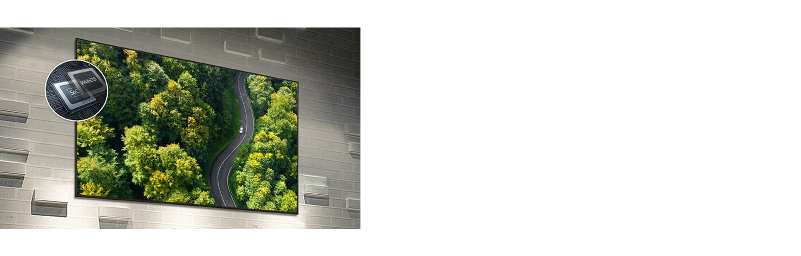 This image highlights a display playing high-resolution content, showcasing the capabilities of its high-performance chip.