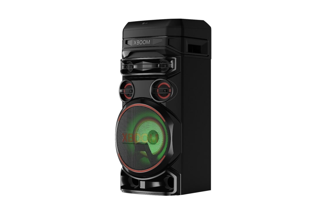 LG XBOOM RNC7 Speaker, left 30 degree view with green lighting, RNC7, thumbnail 3