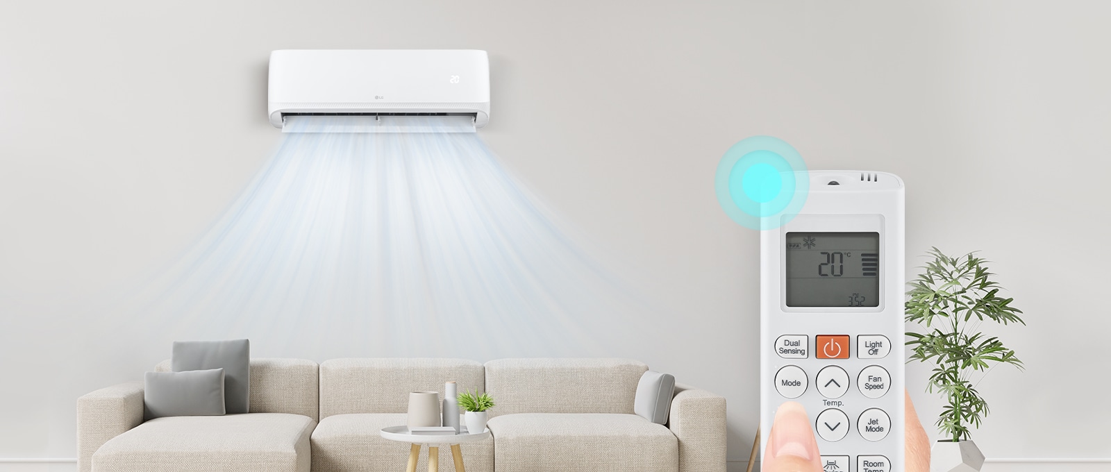 Cooling, Drying and Fan mode are set by pushing the 'MODE' button on the remote-controller.
