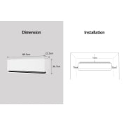 LG 18000 BTU DUALCOOL AI Air Single Split Air Conditioner, Image showing LG air conditioner dimensions and installation guidelines. Dimensions: 89.5cm width, 23.5cm depth, and 30.7cm height., DA24TCA, thumbnail 5