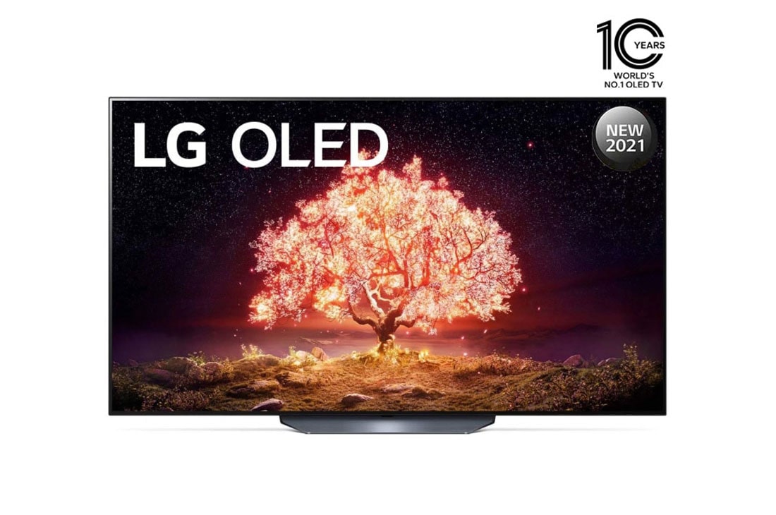 LG OLED 65 Inch TV With 4K Active HDR Cinema Screen Design from the B1 Series, front view, OLED65B1PVA