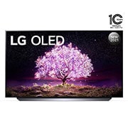 LG OLED TV 55 Inch C1 Series Cinema Screen Design 4K Cinema HDR webOS Smart with ThinQ AI Pixel Dimming, front view, OLED55C1PVB, thumbnail 1