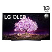 LG OLED TV 83 Inch C1 Series Cinema Screen Design 4K Cinema HDR webOS Smart with ThinQ AI Pixel Dimming, front view, OLED83C1PVA, thumbnail 1