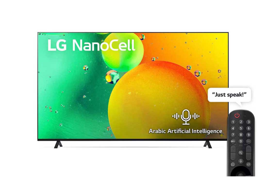LG NanoCell 86 Inch TV With 4K Active HDR Cinema Screen Design from the NANO79 Series, front view, 86NANO796QA