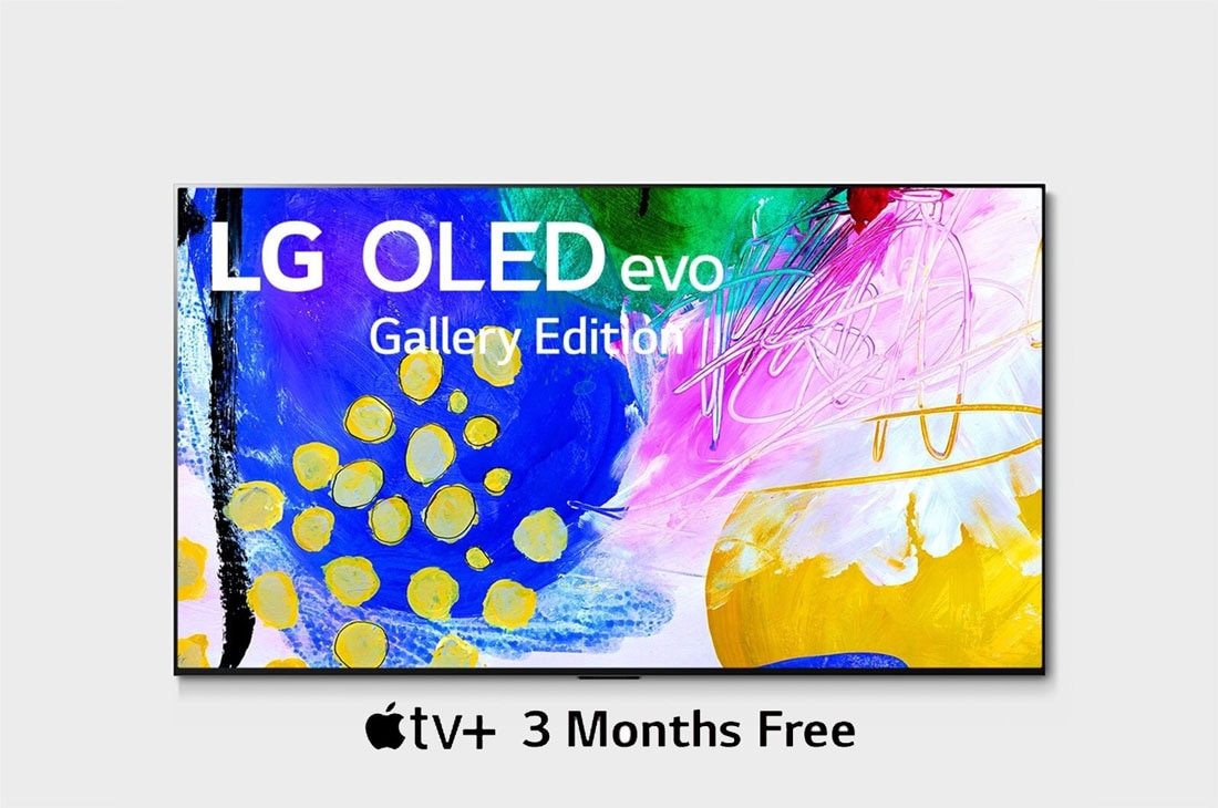 LG G2 97 inch evo Gallery Edition, Front view with LG OLED evo Gallery Edition on the screen, OLED97G26LA