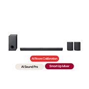 LG Soundbar S95QR | 9.1.5ch | 810W | Dolby Atmos, Front view with sub woofer and rear speakers, S95QR, thumbnail 1