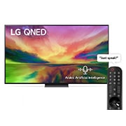 LG QNED81 Series, 75 inch 4K Smart UHD TV with Magic remote, HDR, WebOS, 2023, A front view of the LG QNED TV with infill image and product logo on, 75QNED816RA, thumbnail 1