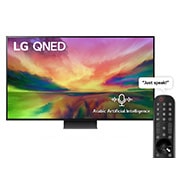 LG QNED81 Series, 65 inch 4K Smart UHD TV with Magic remote, HDR, WebOS, 2023, A front view of the LG QNED TV with infill image and product logo on, 65QNED816RA, thumbnail 1