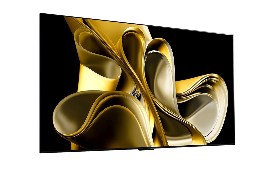 LG 77-Inch Wireless OLED evo M3 TV, Slightly-angled right-facing side view of LG OLED M3 on the wall, OLED77M36LA, thumbnail 3