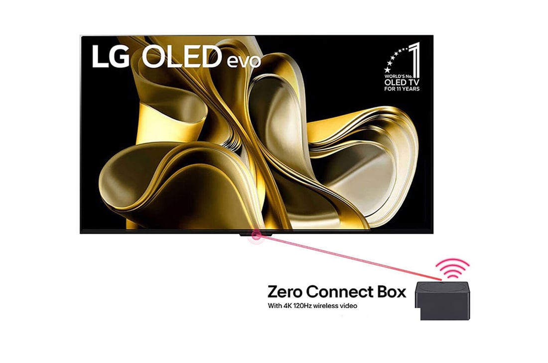 LG World’s First True Wireless TV 83 inch LG OLED evo AI M3 with 4K 120Hz Video & Audio Transfer , front view, OLED83M36LA