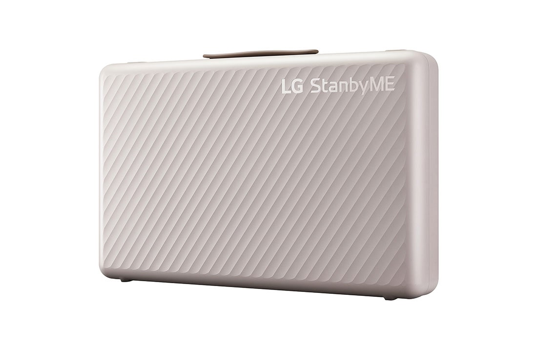 LG 2023 StanbyME Go carry bag design 27'' FHD screen, 45 degree side view of the product that shows a logo, 27LX5QKNA, thumbnail 2