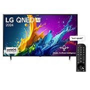 LG 75 Inch LG QNED QNED80 4K Smart TV AI Magic remote HDR10 webOS24 2024, front view, 75QNED80T6B, thumbnail 1