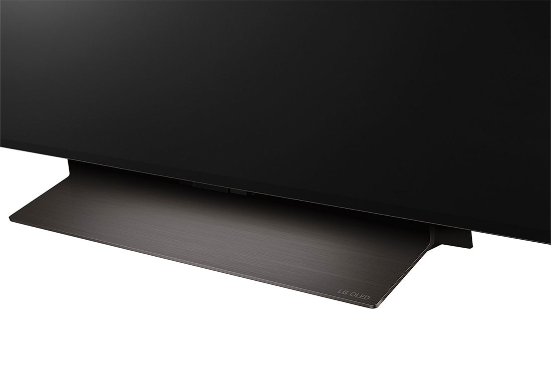 LG 77 Inch LG OLED evo C4 4K Smart TV AI Magic remote Dolby Vision webOS24 2024, Close-up of LG OLED evo TV, OLED C4 from the base, OLED77C46LA, thumbnail 11