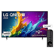 LG 65 Inch LG QNED QNED80 4K Smart TV AI Magic remote HDR10 webOS24 2024, front view, 65QNED80T6B, thumbnail 1