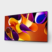 LG 83 Inch LG OLED evo G4 4K Smart TV AI Magic remote Dolby Vision webOS24 2024, Slightly-angled left-facing side view of LG OLED evo TV, OLED G4 on the wall with the Soundbar below, OLED83G46LA, thumbnail 4