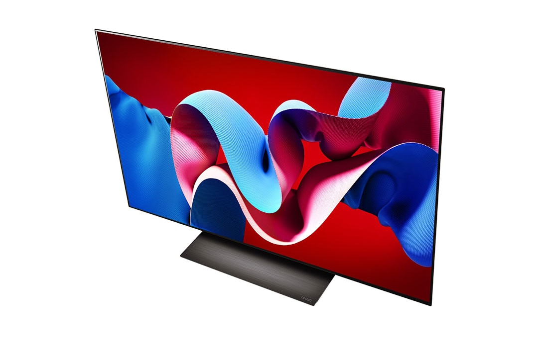 LG 48 Inch LG OLED evo C4 4K Smart TV AI Magic remote Dolby Vision webOS24 2024, Angled view of LG OLED evo TV, OLED C4 from below, OLED48C46LA, thumbnail 8