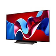 LG 48 Inch LG OLED evo C4 4K Smart TV AI Magic remote Dolby Vision webOS24 2024, Left-facing side view of LG OLED evo TV, OLED C4, OLED48C46LA, thumbnail 2