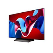 LG 48 Inch LG OLED evo C4 4K Smart TV AI Magic remote Dolby Vision webOS24 2024, Slightly-angled left-facing side view of LG OLED evo TV, OLED C4, OLED48C46LA, thumbnail 3
