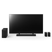 LG Soundbar for TV with Dolby Atmos 5.1.1 channel S75TR, 120Hz gaming, 2024, Front view of 75inch LG QNED, LG Soundbar S75TR, Rear Speakers, and subwoofer, S75TR, thumbnail 13