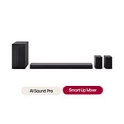 LG Soundbar for TV with Dolby Atmos 5.1.1 channel S75TR, 120Hz gaming, 2024, Front view of LG Soundbar S75TR, subwoofer, and Rear Speakers, S75TR, thumbnail 1