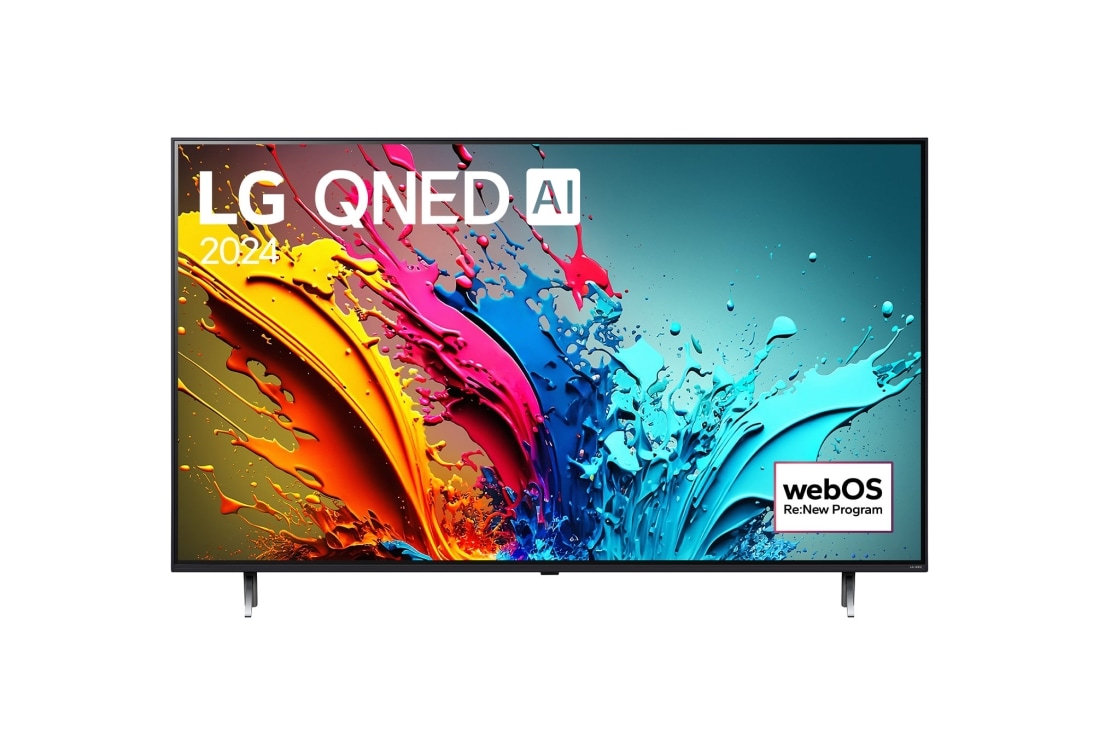 LG 75 Inch QNED86 4K Smart TV with AI Magic remote, HDR10, webOS24, 2024, Front view of LG QNED TV, QNED86 with text of LG QNED AI, 2024, and webOS Re:New Program logo on screen, 75QNED86T6A, thumbnail 2