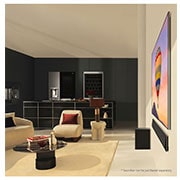 LG 97 Inch LG OLED evo G4 4K Smart TV AI Magic remote Dolby Vision webOS24 2024, life style Hallway wall design side view, OLED97G46LA, thumbnail 15