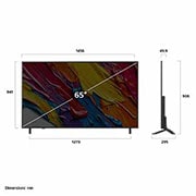 LG 65 inch LG QNED AI QNED82 4K Smart TV AI Magic remote HDR10 webOS25 2025 , Left-facing side view of LG QNED82 TV, 65QNED82A6A, thumbnail 4