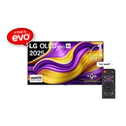 LG 77 inch LG OLED evo AI G5 4K 165Hz Smart TV AI Magic remote webOS25 2025 , Front view of LG OLED evo AI G5 4K Smart TV. 12 Years of world number 1 OLED emblem and LG OLED evo AI 2025 logo are on the screen., OLED77G56LA, thumbnail 1