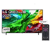 LG 100 inch LG QNED evo AI QNED86 4K 120Hz Smart TV AI Magic remote webOS25 2025, Front view of LG QNED evo QNED92 TV, LG QNED evo Al Logo on the top corner. LG QNED evo QNED92 TV TV depicts colorful paintike textures coming together., 100QNED86A6, thumbnail 1