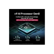 LG 65 Inch LG OLED evo AI CS5 4K 120Hz Smart TV with AI Magic Remote & AI Picture Pro (2025), The alpha 9 AI Processor Gen8 lights up with different shades of blue and bolts of light shoot out from it highlighting its circuits. Performance statistics are visible. 1.7 times greater AI neural pr, OLED65CS5VA, thumbnail 5
