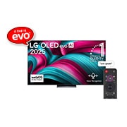 LG 65 inch LG OLED evo AI C5 4K 144Hz Smart TV AI Magic remote webOS25 2025 , Front view of LG OLED evo AI C5 4K Smart TV. 12 Years of world number 1 OLED emblem and LG OLED evo AI 2025 logo are on the screen., OLED65C5PSA, thumbnail 1